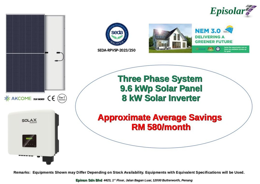 Residential Solar Energy System 9.6kWp