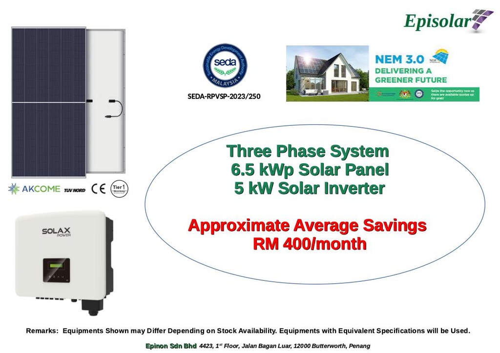 Residential Solar Energy System 6.5kWp